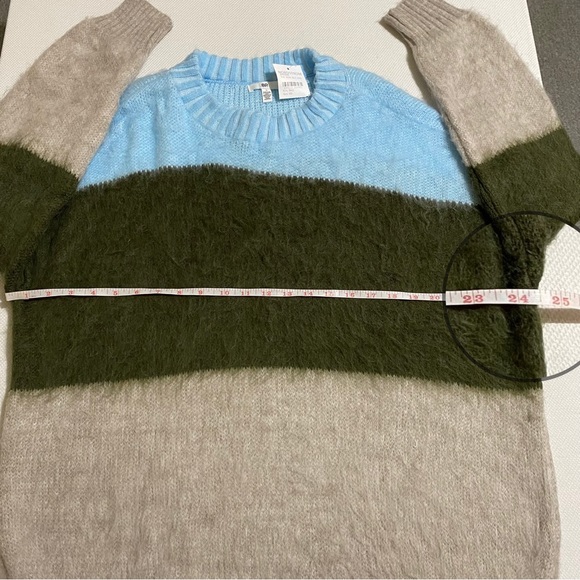 BP Oversized Brushed Pullover Sweater In Blue Trixie Multi Stripe Size S NWT - Picture 8 of 12